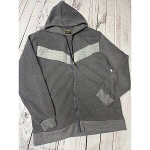LR SCOOP Mens XL Gray Full‎ Zip Up Hoodie Chevron Stripe Casual Sweatshirt